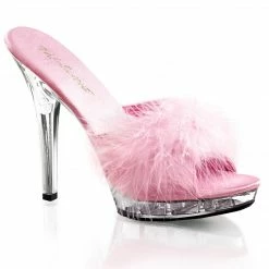 FABULICIOUS Lip-101-8 Sexy Satin Marabou Fur Fluffy Slippers Slides 5