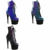 PLEASER Adore-1020SHG Purple Green Blue Lace Up Zip Ankle Calf 7" Platform Boots
