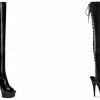 PLEASER Delight-3017 Black Open Toe Heel Lace Up Back Zip 6" Stiletto Thigh Boot