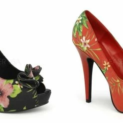 Discontinued FABULICIOUS Lolita-11 Black Red Floral Flower Print Party Heel Pump