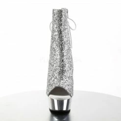 PLEASER Delight-1018G Silver Glitter Chrome Dancer Showgirl Platform 6
