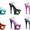 PLEASER Moon-708OMBRE Ombre Glitter Stripper Dancer Club Platforms 7" Inch Heels