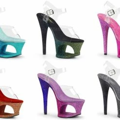 PLEASER Moon-708OMBRE Ombre Glitter Stripper Dancer Club Platforms 7" Inch Heels