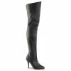 PLEASER Legend-8868 Black Leather 4" Heel Thigh High Boots Drag Womens Size 4-15