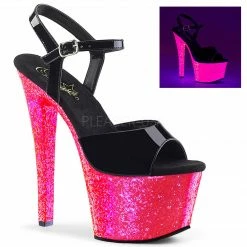 PLEASER Sky-309UVLG Blacklight Reactive Glitter Dancer Club Platforms 7" Heels
