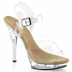 FABULICIOUS Lip-108 Clear Ankle Strap Fitness Comp Party Club Dress 5
