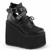 Discontinued DEMONIA Swing-05 Goth Studded Straps Wedge Platform Ankle Boot Shoe