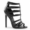 PLEASER Sexy-15 Black Faux Leather Party Dress Strappy Cage Sandals 5" Heels