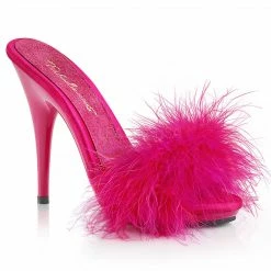 FABULICIOUS Poise-501F Marabou Fur Bedroom Strip Slipper Slide Sandal 5