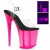 PLEASER Flamingo-808UVT Blacklight Ractive Tinted Stripper Dancer Club 8" Heels