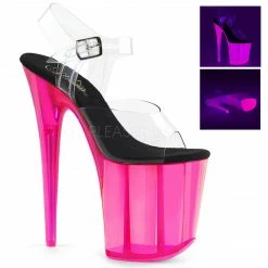 PLEASER Flamingo-808UVT Blacklight Ractive Tinted Stripper Dancer Club 8" Heels