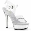 PLEASER Allure-608R Clear Rhinestone Wedding Dress Dancer Ankle Strap 5.5" Heels