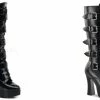 PLEASER Electra-2042 Goth Biker Buckles Fetish 5" Knee Boots Women's Size 5-13
