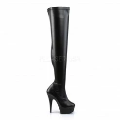 PLEASER Delight-3000 Black Stretch Patent / Faux Leather Zip 6