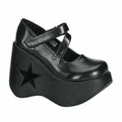 DEMONIA Dynamite-03 Goth Punk Star Cutout Cut Out Mary Jane Platform Wedge Heels