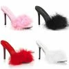 PLEASER Classique-01F Marabou Fur Slippers Slides Mules 4" Heels Drag Women 4-15