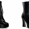 PLEASER Electra-1020 Goth Lace Up Zip Chunky 5" Heels Ankle Boots Women's 5-13