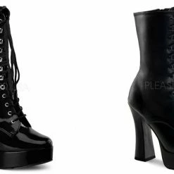 PLEASER Electra-1020 Goth Lace Up Zip Chunky 5