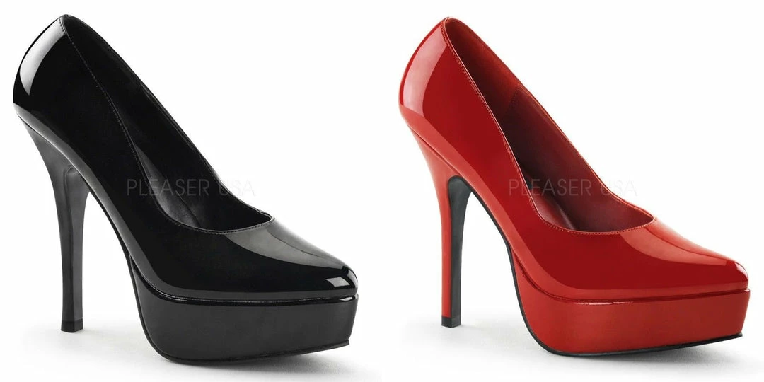 Discontinued DEVIOUS Indulge-520 Black Red Drag Work Heels Women's 5-15