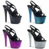 Discontinued PLEASER Sky-330LG Holographic Glitter Stripper Dancer Club Platforms 7" Heels