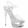 PLEASER Eclipse-608DM Clear See Through Rhinestone Cut Out Platforms Strap Heels