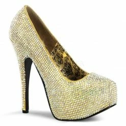 Discontinued BORDELLO Teeze-06R Rhinestones Burlesque Wedding Party Heels Pumps