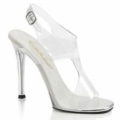 FABULICIOUS Gala-07 Clear Slingback Fitness Bikini Model Comp Dress 4.5" Heel Heels