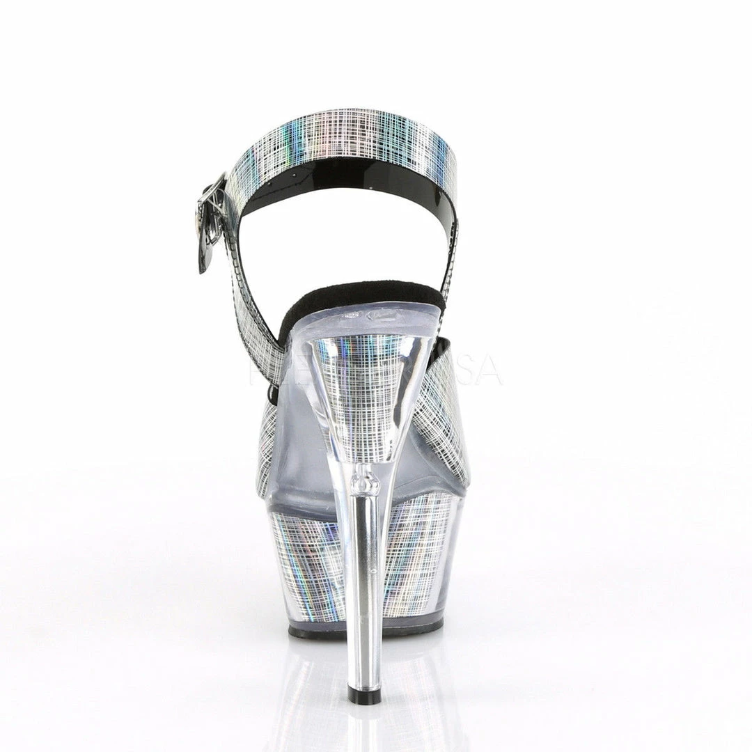 PLEASER KISS-208N-CRHM Jelly Like Hologram TPU Pole Dancer Stripper 6" Heels