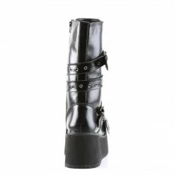 DEMONIA Trashville-205 Wrap Around Grommet Strap Mens Unisex Platform Knee Boots
