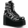 DEMONIA Concord-57 Black Patent Goth Alternative Ankle Calf Platforms Boots