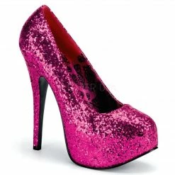 Discontinued BORDELLO Teeze-06G Silver Pink Purple Green Glitter Burlesque Heels