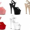 PLEASER Adore-708N Pink Red White Cream Black Jelly Like TPU Strap Pole 7" Heels