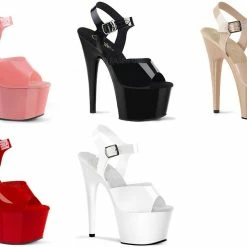 PLEASER Adore-708N Pink Red White Cream Black Jelly Like TPU Strap Pole 7" Heels