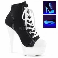 Boots PLEASER Delight-600SK-02 Black Pink Red White Canvas Platform Sneaker Boot Heels