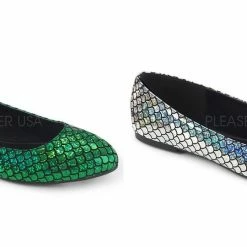 FUNTASMA Mermaid-21 Green Hologram Mermaid Scales Costume Dress Flats