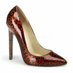 Discontinued PLEASER Sexy-20 Pointy Toe Pearlized Cheetah Work Dress Pumps Heels