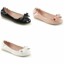 PINUP COUTURE Olive-03 Black White Pink Bow Party Dress Foldable Ballet Flats