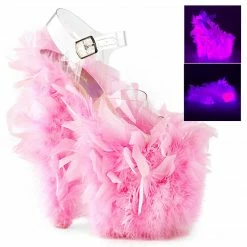 Discontinued PLEASER Flamingo-808F Marabou Feathers Blacklight Reactive Stripper Club 8