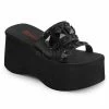 Heels DEMONIA Funn-18 Goth Punk Studded Slides Slip On Thongs Platforms Sandals