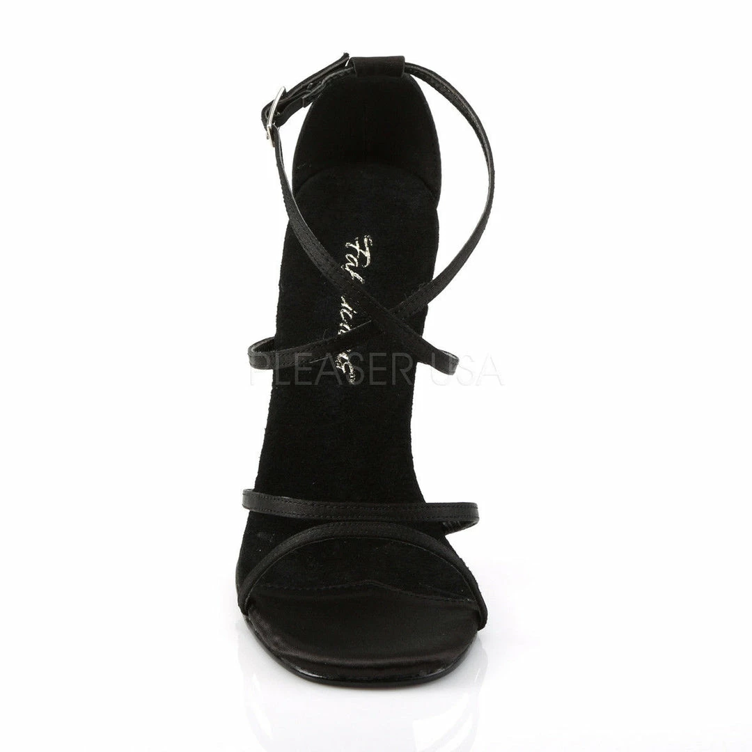 FABULICIOUS Gala-41 Black Satin Strappy Dress Formal Wedding Party 4.5" Heel