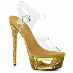 PLEASER Eclipse-608GT Glitter Tinted Cut Out Platforms Dance Dress Straps Heels