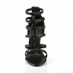PLEASER Sexy-15 Black Faux Leather Party Dress Strappy Cage Sandals 5" Heels