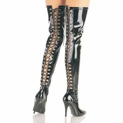 PLEASER Seduce-3063 Lace Up Back Slit Thigh Boots Drag Women's Plus Size 5-13