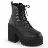 DEMONIA Assault-100 Women's Black Goth Studded Buckles Combat Platforms Boots