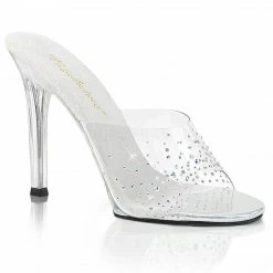 Heels FABULICIOUS Gala-01SD Clear Rhinestones Fitness Model Wedding Slides 4.5" Heel
