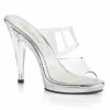 FABULICIOUS Flair-402 Clear Fitness Drag Double Strap Slides 4.5" Heels 4-15