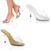 FABULICIOUS Caress-401 Clear Fitness Bikini Competition Sandals Slides 4" Heels