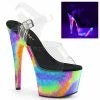 PLEASER Adore-708GXY Blacklight Reactive Galaxy Effect Glitter Stripper 7" Heels