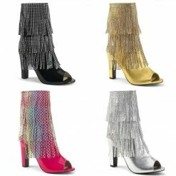 Discontinued PLEASER PINK LABEL Queen-100 Rainbow Pride Fringe Drag Boots 8-15