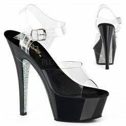 PLEASER Kiss-208CRS Sexy Red Silver Rhinestone Pole Dance Club Platform 6